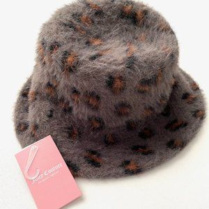 Juicy Couture Grey Leopard Faux  Fur Bucket Hat